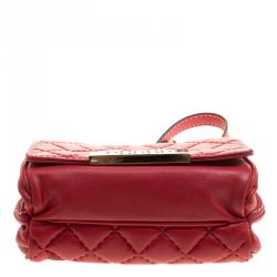 Pre Owned Carolina Herrera Red Quilted Leather Shoulder Bag