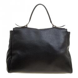 Pre Owned Carolina Herrera Black Monogram Leather Top Handle Shoulder Bag