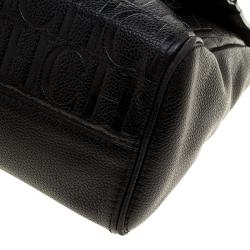 Pre Owned Carolina Herrera Black Monogram Leather Top Handle Shoulder Bag