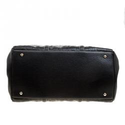 Pre Owned Carolina Herrera Black Monogram Leather Matteo Tote