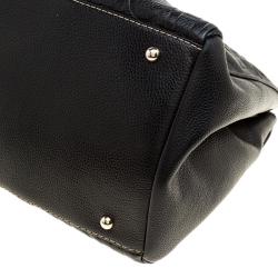 Pre Owned Carolina Herrera Black Monogram Leather Matteo Tote