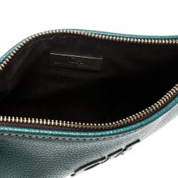 Pre Owned Carolina Herrera Green Leather Logo CH Crossbody