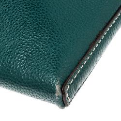 Pre Owned Carolina Herrera Green Leather Logo CH Crossbody