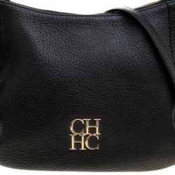 Pre Owned Carolina Herrera Black Leather Maria Shoulder Bag