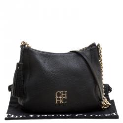 Pre Owned Carolina Herrera Black Leather Maria Shoulder Bag