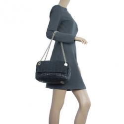 Pre Owned Carolina Herrera Black Leather Monogram Shoulder Bag