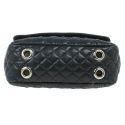 Pre Owned Carolina Herrera Black Leather Monogram Shoulder Bag