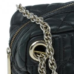 Pre Owned Carolina Herrera Black Leather Monogram Shoulder Bag