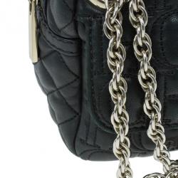 Pre Owned Carolina Herrera Black Leather Monogram Shoulder Bag