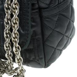 Pre Owned Carolina Herrera Black Leather Monogram Shoulder Bag