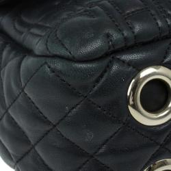 Pre Owned Carolina Herrera Black Leather Monogram Shoulder Bag