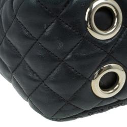 Pre Owned Carolina Herrera Black Leather Monogram Shoulder Bag