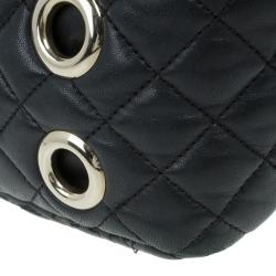 Pre Owned Carolina Herrera Black Leather Monogram Shoulder Bag