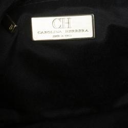 Pre Owned Carolina Herrera Black Leather Monogram Shoulder Bag