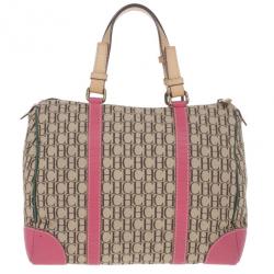 Pre Owned Carolina Herrera Multicolored Canvas Andy Boston Bag