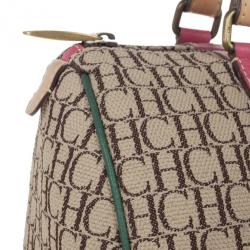 Pre Owned Carolina Herrera Multicolored Canvas Andy Boston Bag