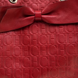 Pre Owned Carolina Herrera Red Monogram Leather Audrey Tote