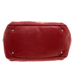 Pre Owned Carolina Herrera Red Monogram Leather Audrey Tote