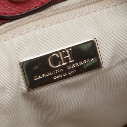 Pre Owned Carolina Herrera Red Monogram Leather Audrey Tote