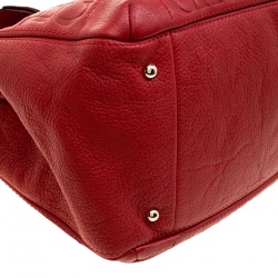 Pre Owned Carolina Herrera Red Monogram Leather Audrey Tote