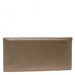 Pre Owned Carolina Herrera Beige Leather Continental Wallet