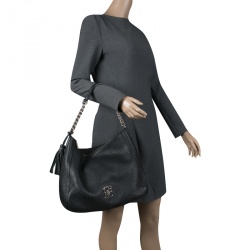 Pre Owned Carolina Herrera Black Pebbled Leather Hobo