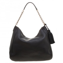 Pre Owned Carolina Herrera Black Pebbled Leather Hobo