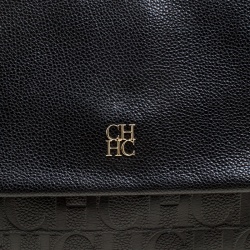 Pre Owned Carolina Herrera Black Leather Shoulder Bag