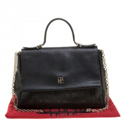 Pre Owned Carolina Herrera Black Leather Shoulder Bag