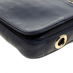 Pre Owned Carolina Herrera Blue Leather New Baltazar Shoulder Bag