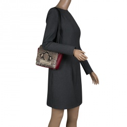 Pre Owned Carolina Herrera Leather and Python Skin Casati Shoulder Bag