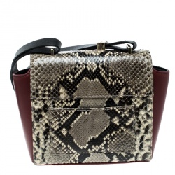 Pre Owned Carolina Herrera Leather and Python Skin Casati Shoulder Bag