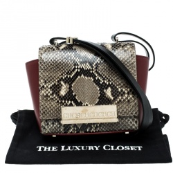 Pre Owned Carolina Herrera Leather and Python Skin Casati Shoulder Bag