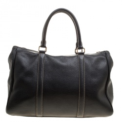 Pre Owned Carolina Herrera Black Leather Top Handle Bag