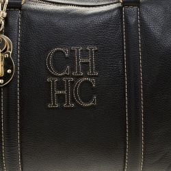 Pre Owned Carolina Herrera Black Leather Top Handle Bag