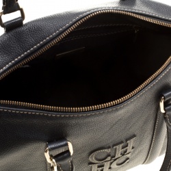 Pre Owned Carolina Herrera Black Leather Top Handle Bag