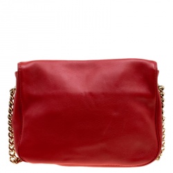 Pre Owned Carolina Herrera Red Leather New Baltazar Flap Shoulder Bag