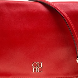 Pre Owned Carolina Herrera Red Leather New Baltazar Flap Shoulder Bag