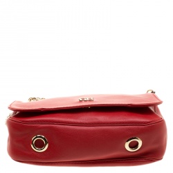 Pre Owned Carolina Herrera Red Leather New Baltazar Flap Shoulder Bag