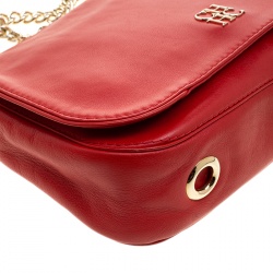 Pre Owned Carolina Herrera Red Leather New Baltazar Flap Shoulder Bag