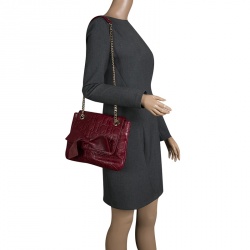 Pre Owned Carolina Herrera Burgundy Monogram Leather Audrey Shoulder Bag