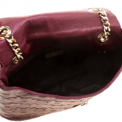 Pre Owned Carolina Herrera Burgundy Monogram Leather Audrey Shoulder Bag