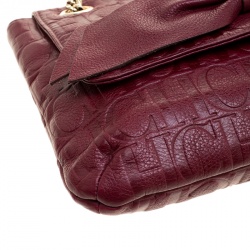 Pre Owned Carolina Herrera Burgundy Monogram Leather Audrey Shoulder Bag
