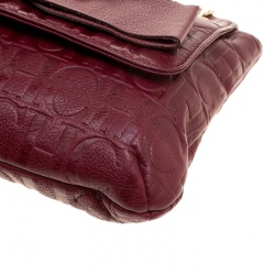 Pre Owned Carolina Herrera Burgundy Monogram Leather Audrey Shoulder Bag