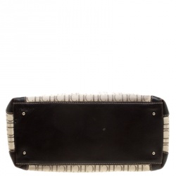 Pre Owned Carolina Herrera Light Beige/Dark Brown Monogram Coated Canvas Hobo