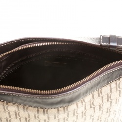 Pre Owned Carolina Herrera Light Beige/Dark Brown Monogram Coated Canvas Hobo