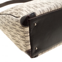 Pre Owned Carolina Herrera Light Beige/Dark Brown Monogram Coated Canvas Hobo