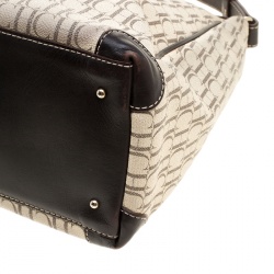 Pre Owned Carolina Herrera Light Beige/Dark Brown Monogram Coated Canvas Hobo