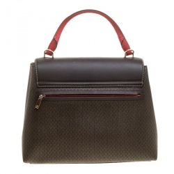 Pre Owned Carolina Herrera Brown/Gold Monogram Coated Canvas and Leather Top Handle Bag