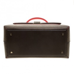 Pre Owned Carolina Herrera Brown/Gold Monogram Coated Canvas and Leather Top Handle Bag